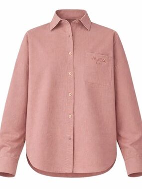 NWT Aleeza Paris Pink Oversized Button Down Shirt 1X Stretch Collared Top